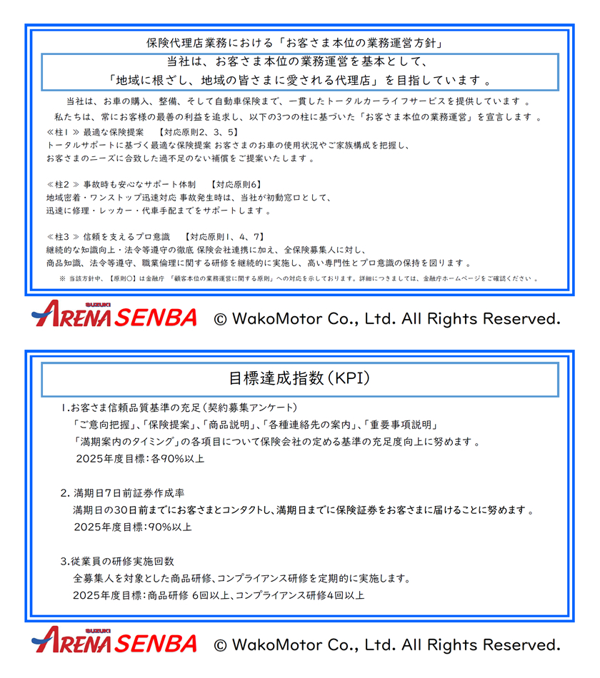 お客様対応基本方針（FD方針）