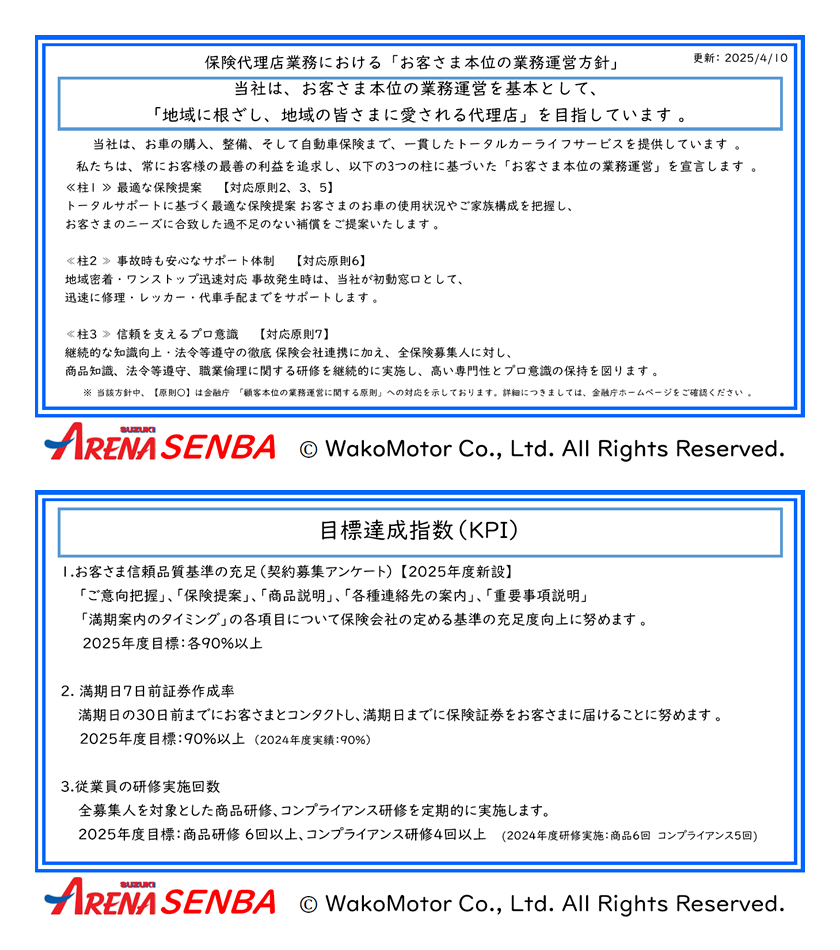 お客様対応基本方針（FD方針）